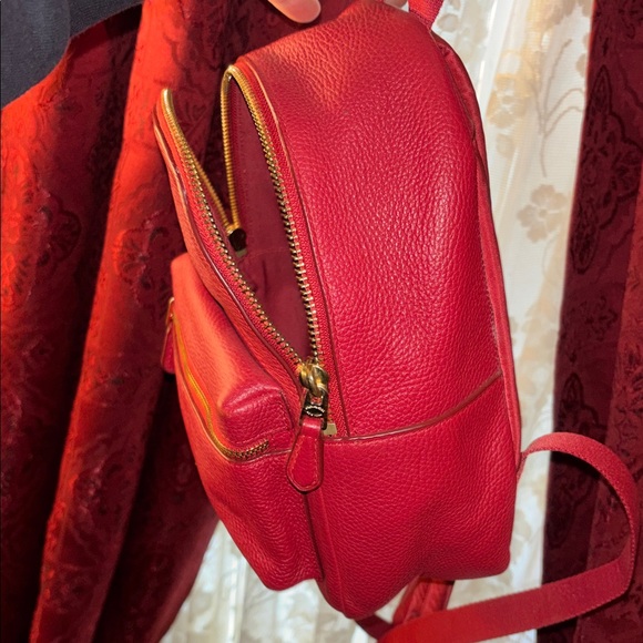 coach charlie backpack red Coach MINI CHARLIE BACKPACK IN PEBBLE LEATHER bright red